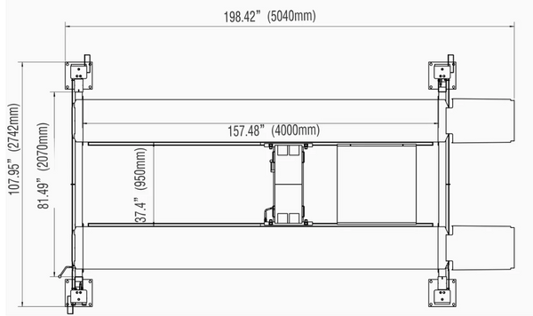 Kt-4H850 Parking Lift by Katool - Top Diagram View