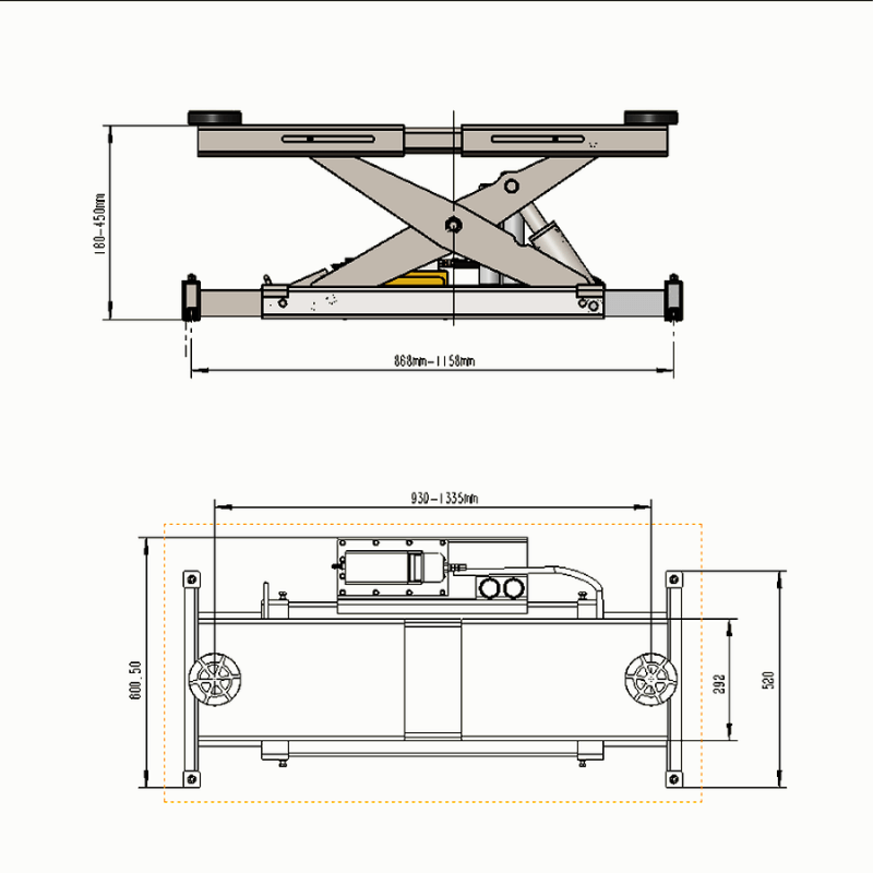Katool KT-RJ70 7000 lbs. Lifting Capacity Rolling Jack Diagram
