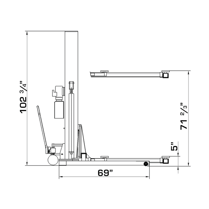 Katool SPL 700 7000 LB Single Post Lift Diagram 2