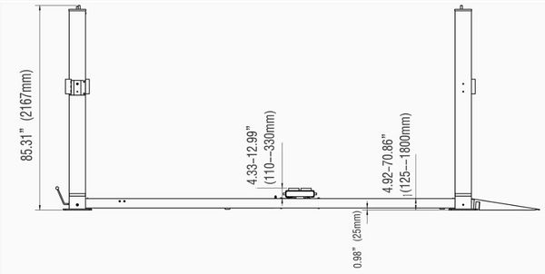 Katool KT-4H850 Parking Lift by Katool - Size Diagram View