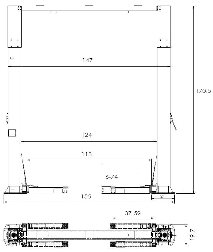 NTO-20S 2 Post Lift Diagram