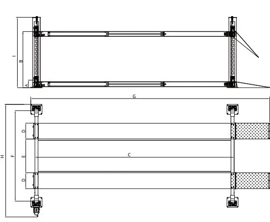 Triumph NTR-32 32,000 lb Four Post Auto Lift Diagram
