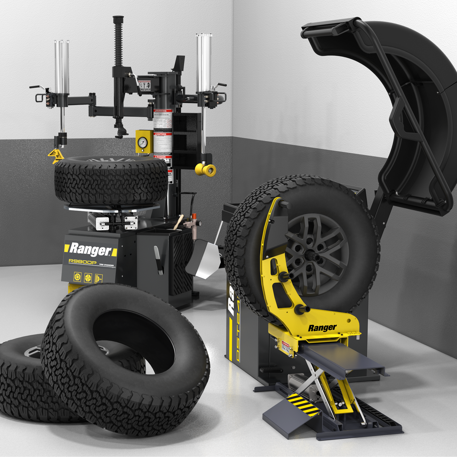 Ranger RWL175 air-powered wheel lift for wheel balancers in auto shops